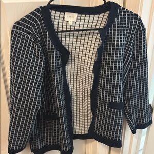 Cyrus Navy and White Checkered Cardigan